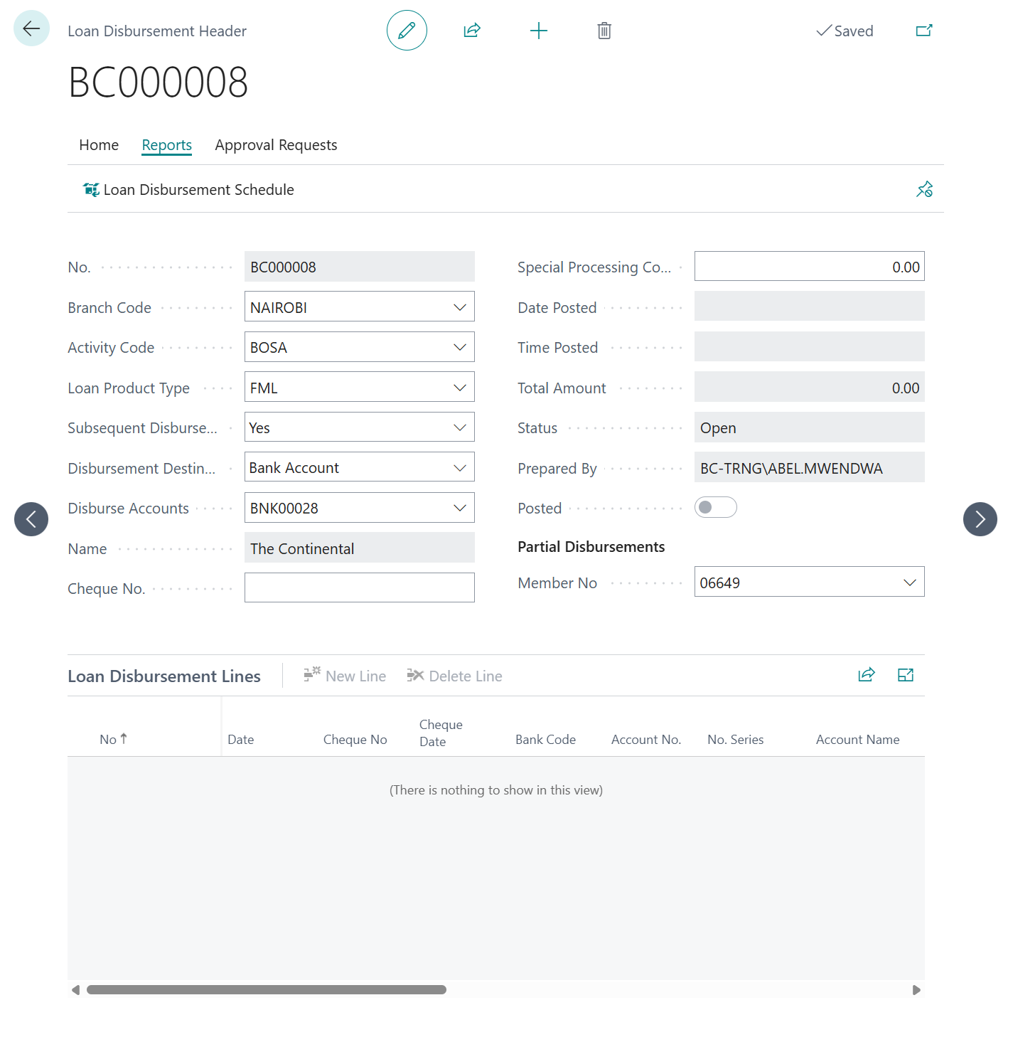 Loan Disbursement Schedule
