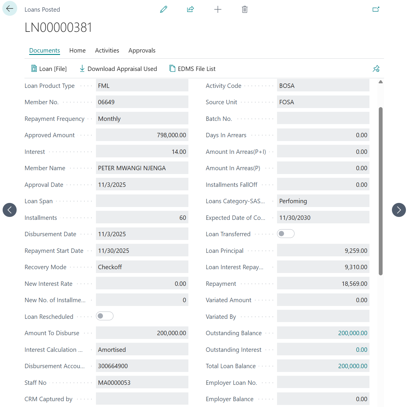 Partial Disbursement Amount